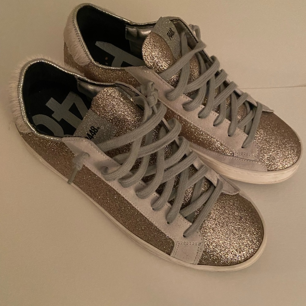 P448 funky tennis shoes.  Gold detail .  Size 10 women’s